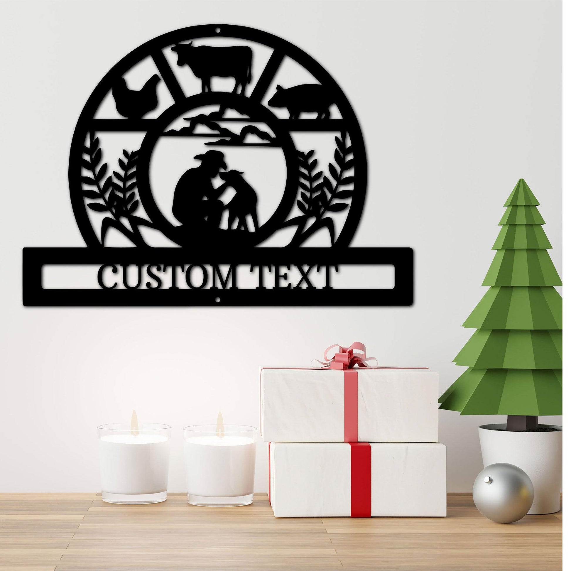 Wheat Field Farm Personalized Name Indoor Outdoor Steel Wall Sign - Mallard Moon Gift Shop