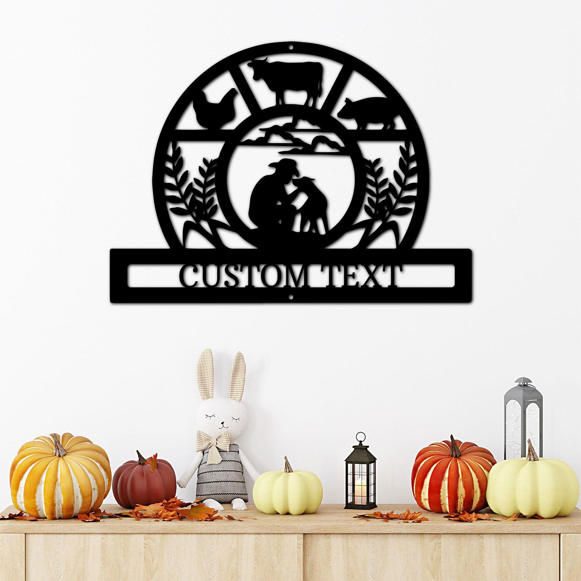 Wheat Field Farm Personalized Name Indoor Outdoor Steel Wall Sign - Mallard Moon Gift Shop