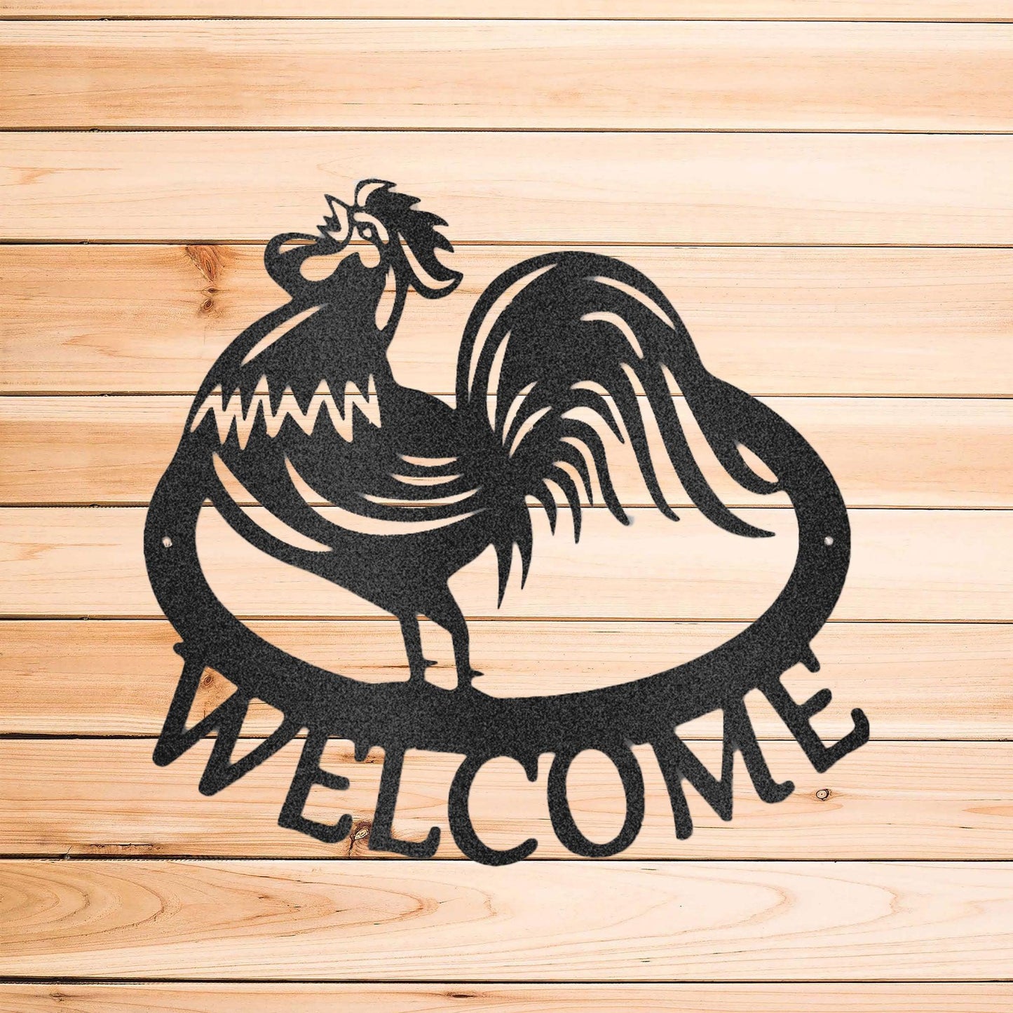Welcome Rooster Indoor Outdoor Steel Wall Sign - Mallard Moon Gift Shop