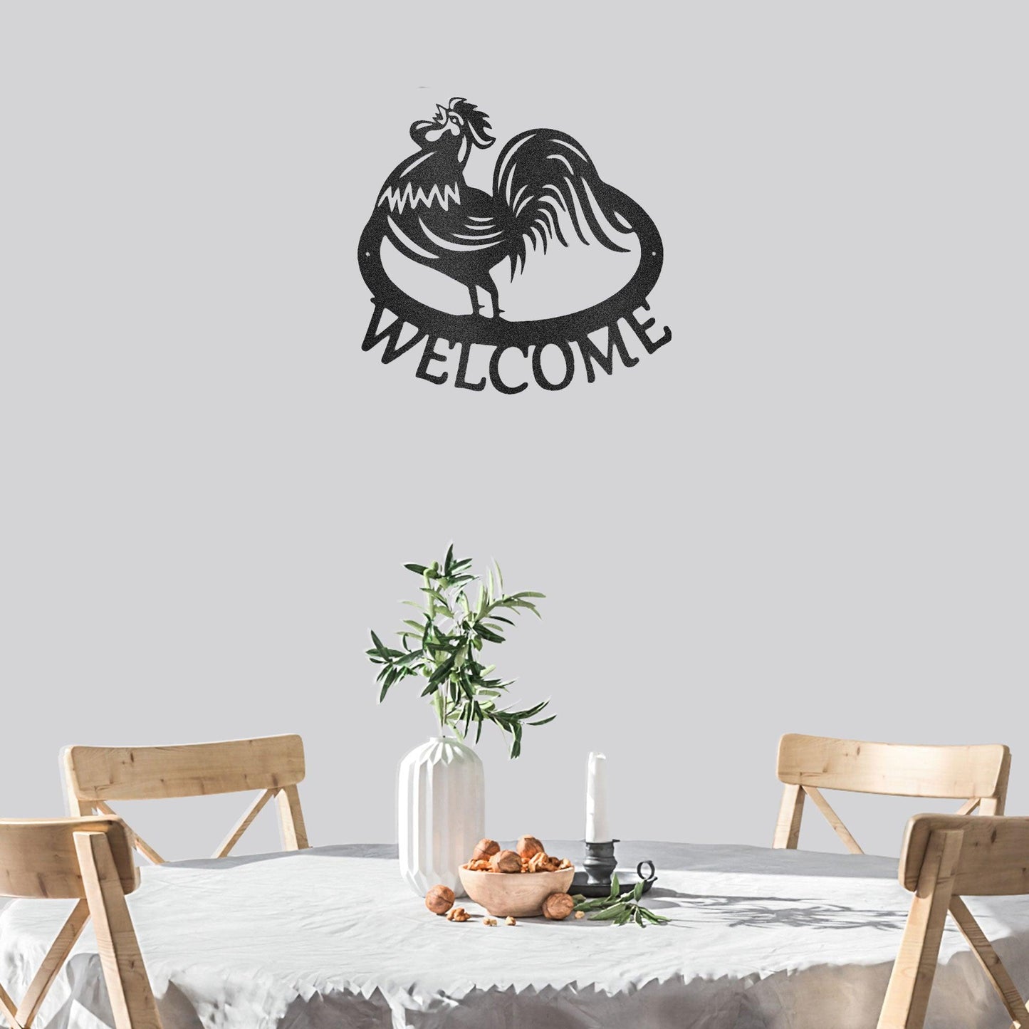 Welcome Rooster Indoor Outdoor Steel Wall Sign - Mallard Moon Gift Shop