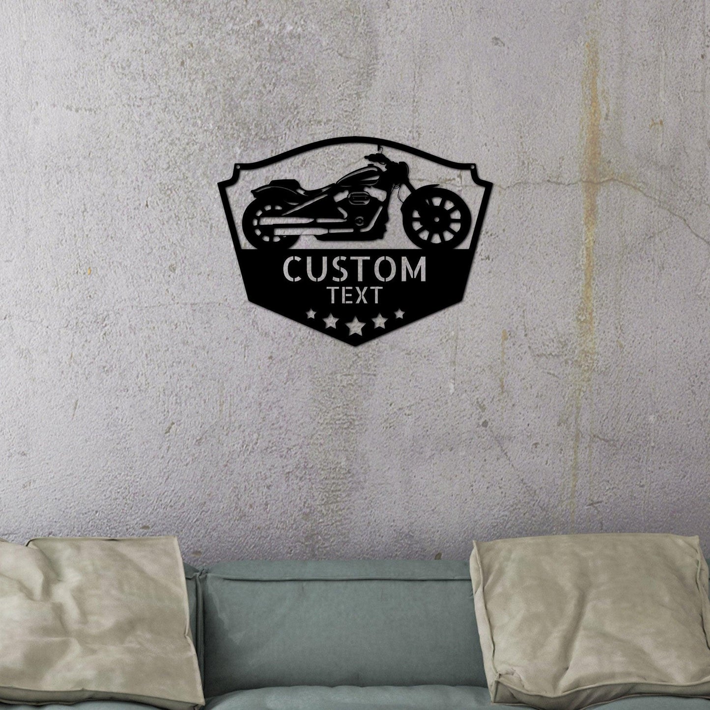 Chopper Motorcycle Shop Custom Name Monogram Indoor Outdoor Steel Wall Sign - Mallard Moon Gift Shop