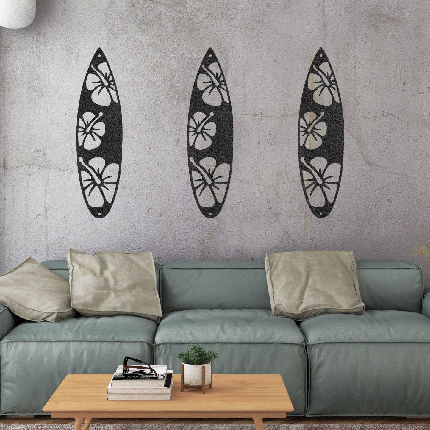 Surfboard Flowers Indoor Outdoor Steel Wall Sign Art - Mallard Moon Gift Shop