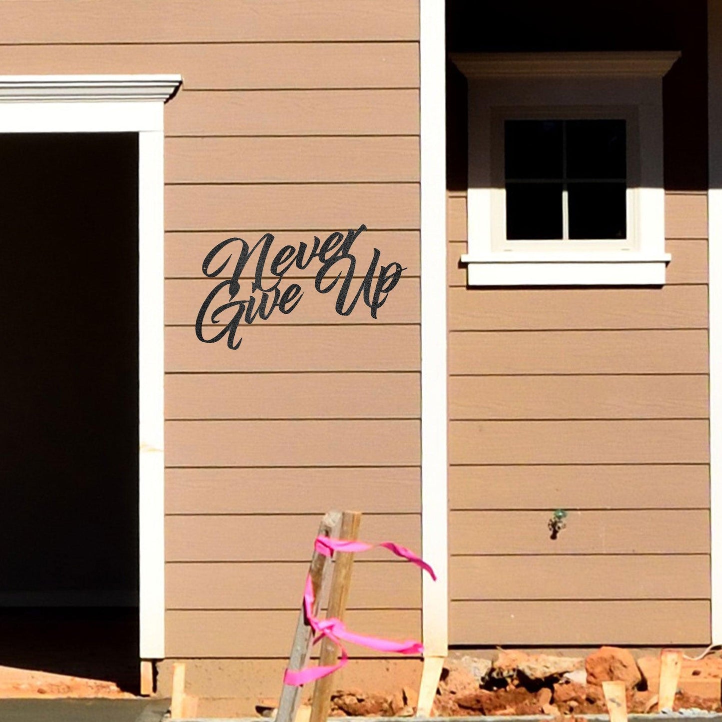 Never Give Up Indoor Outdoor Steel Wall Sign Art - Mallard Moon Gift Shop