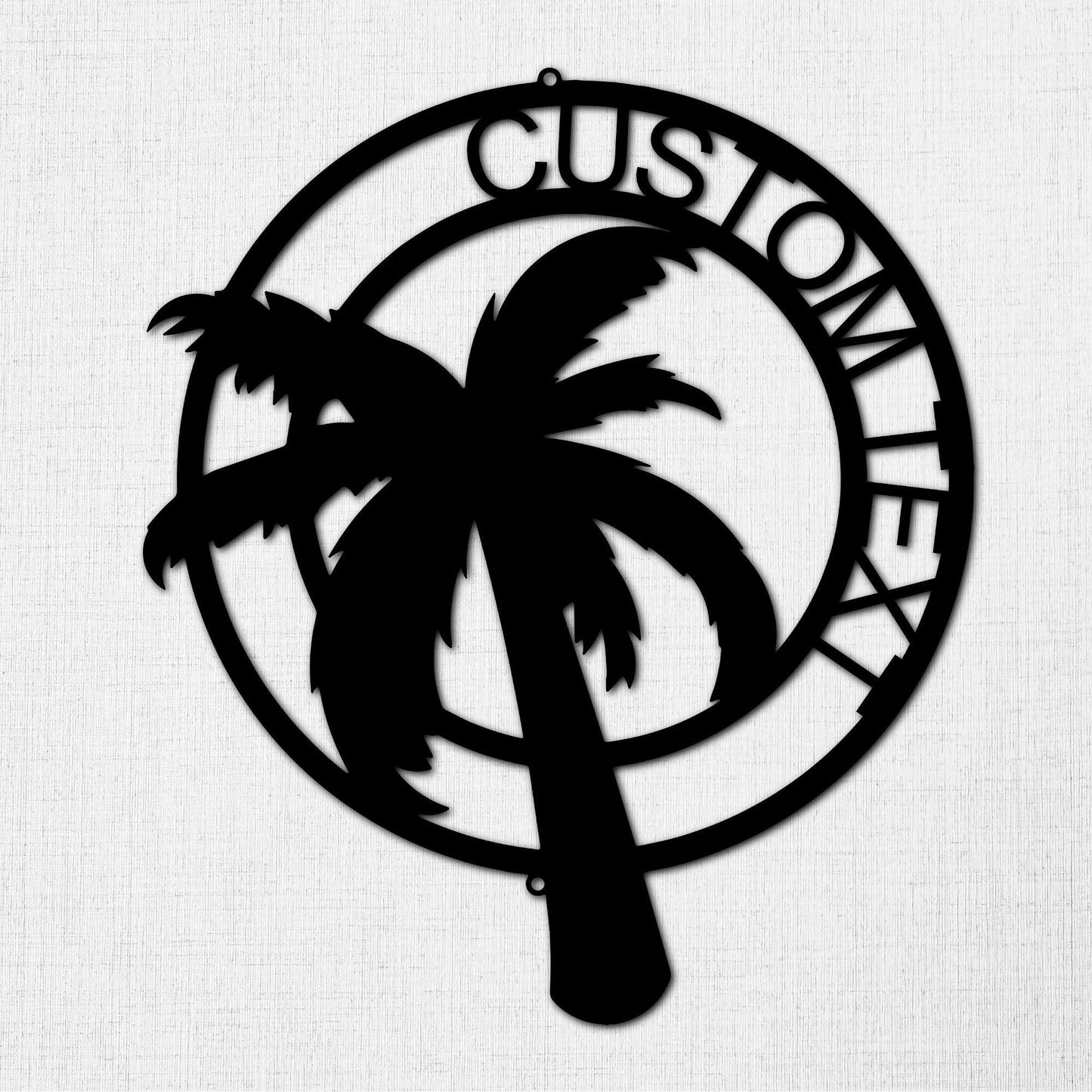 Palm Tree Custom Name Indoor Outdoor Metal Art Wall Sign - Mallard Moon Gift Shop
