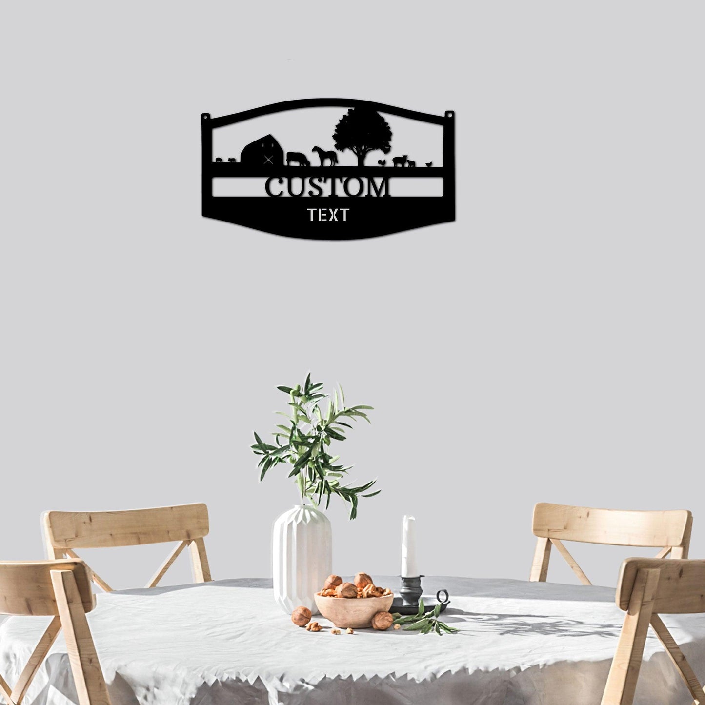 Farm Scene Custom Name Indoor Outdoor Monogram Steel Wall Sign - Mallard Moon Gift Shop