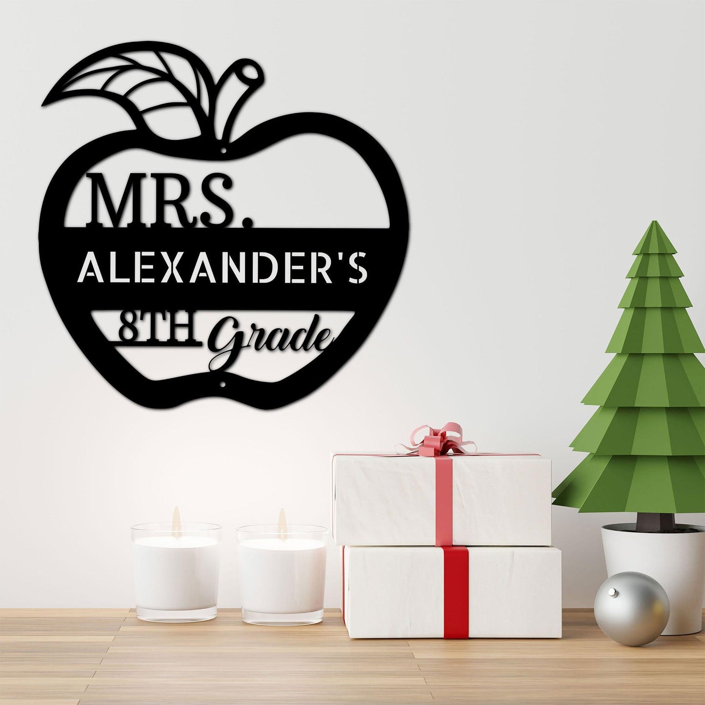 Teacher Appreciation Personalized Monogram Indoor Outdoor Steel Wall Sign - Mallard Moon Gift Shop