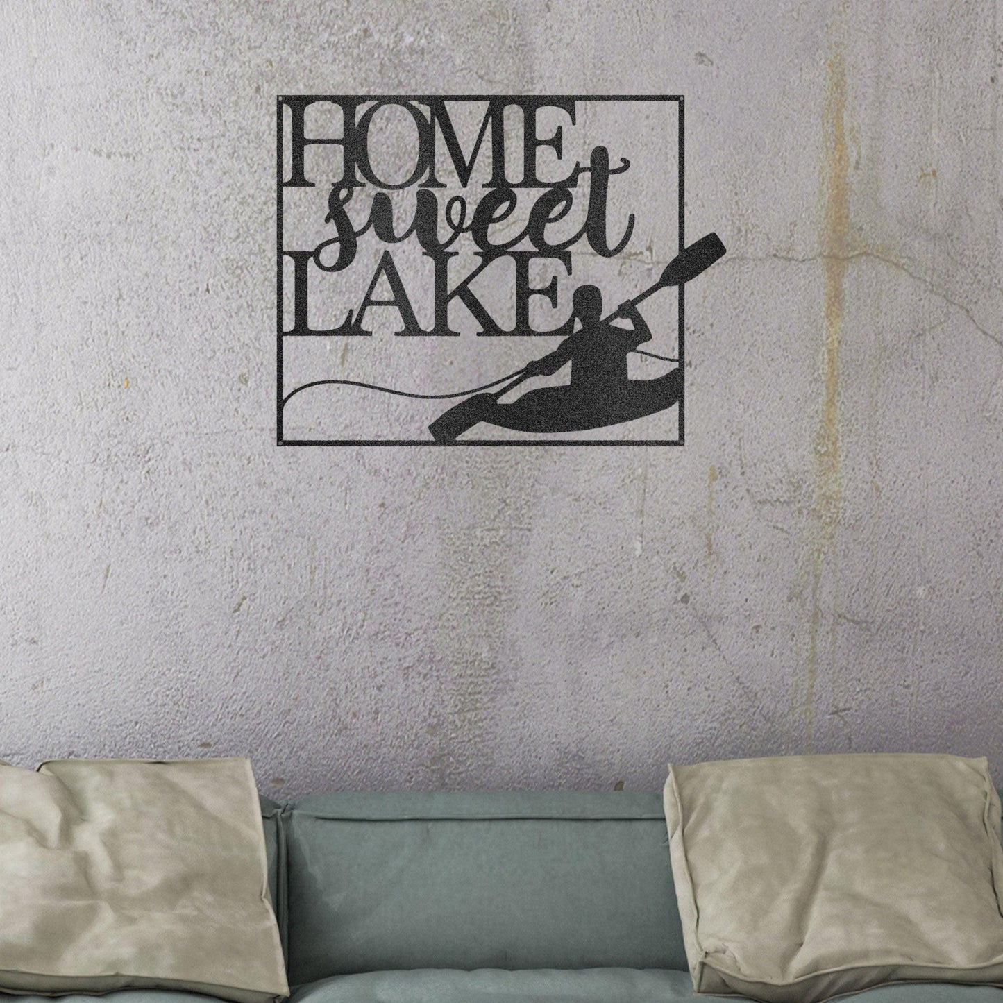 Kayaking Home Sweet Lake Indoor Outdoor Steel Wall Sign - Mallard Moon Gift Shop