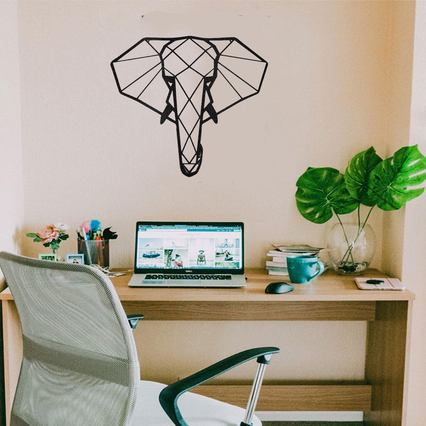 Geometric Elephant Indoor Outdoor Steel Wall Sign - Mallard Moon Gift Shop