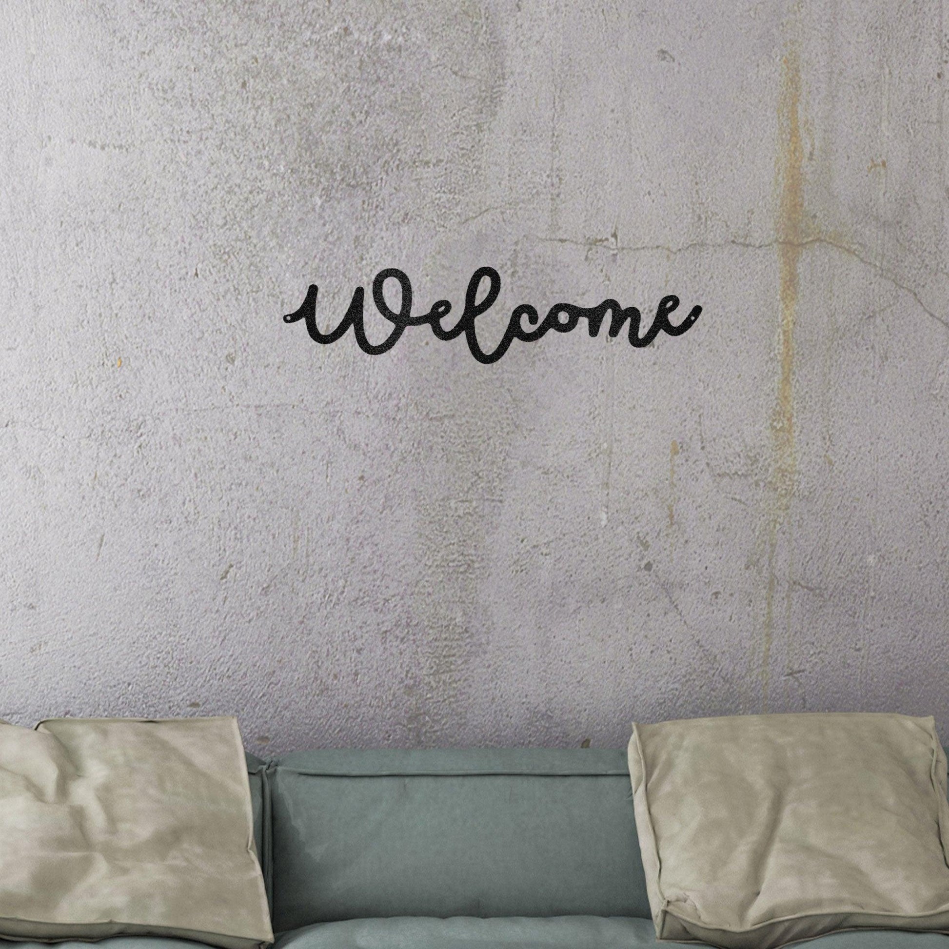 Welcome Script Indoor Outdoor Steel Wall Sign - Mallard Moon Gift Shop