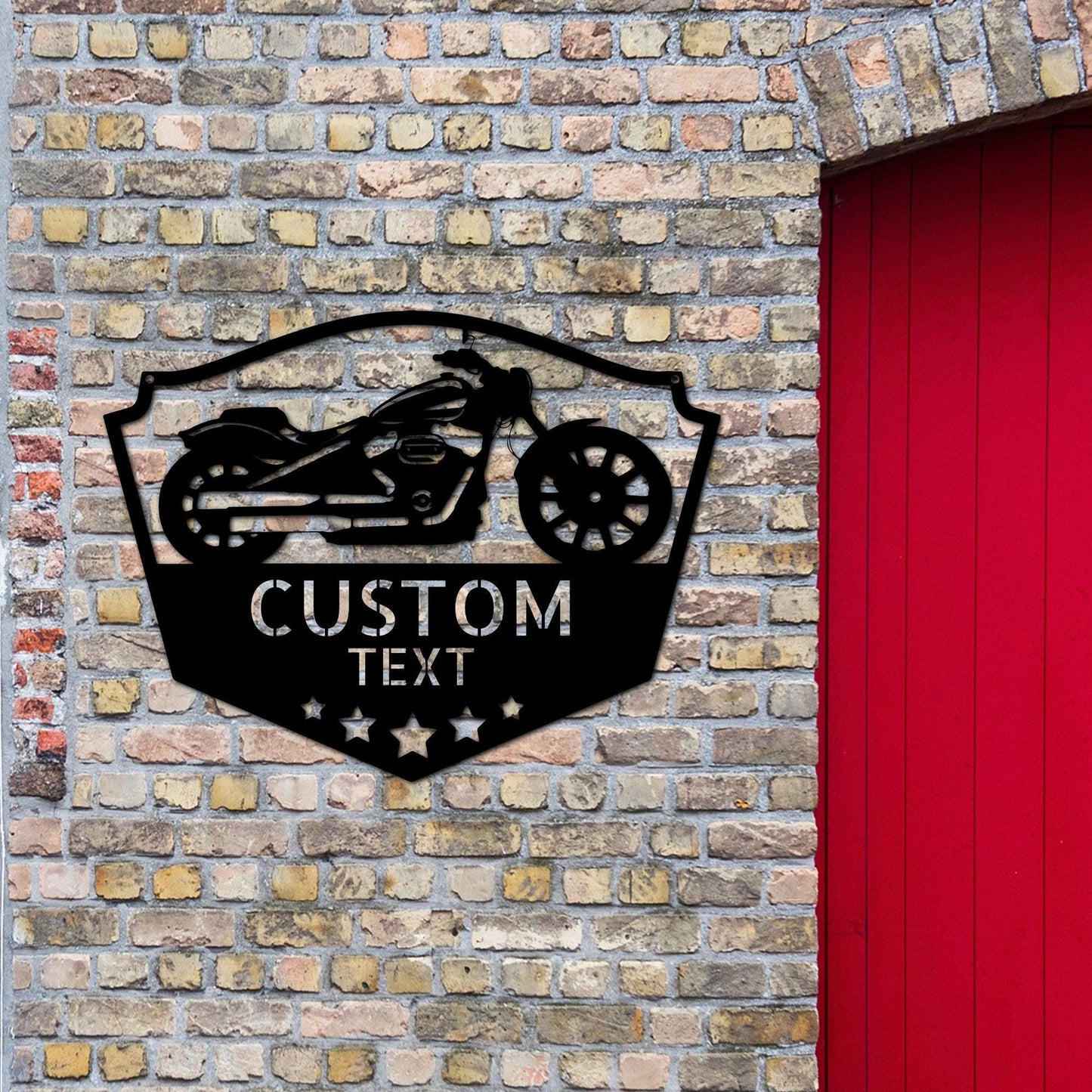 Chopper Motorcycle Shop Custom Name Monogram Indoor Outdoor Steel Wall Sign - Mallard Moon Gift Shop