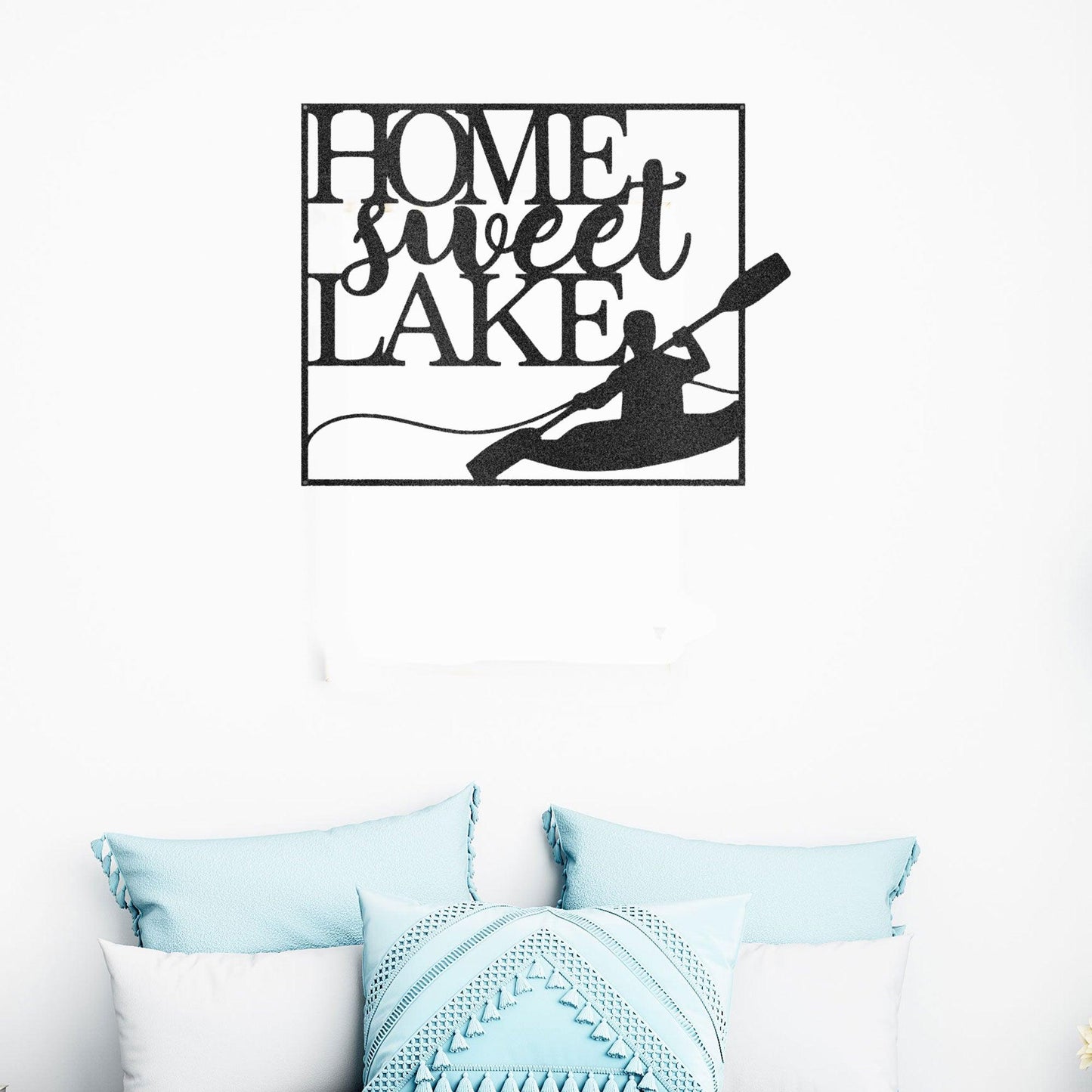 Kayaking Home Sweet Lake Indoor Outdoor Steel Wall Sign - Mallard Moon Gift Shop