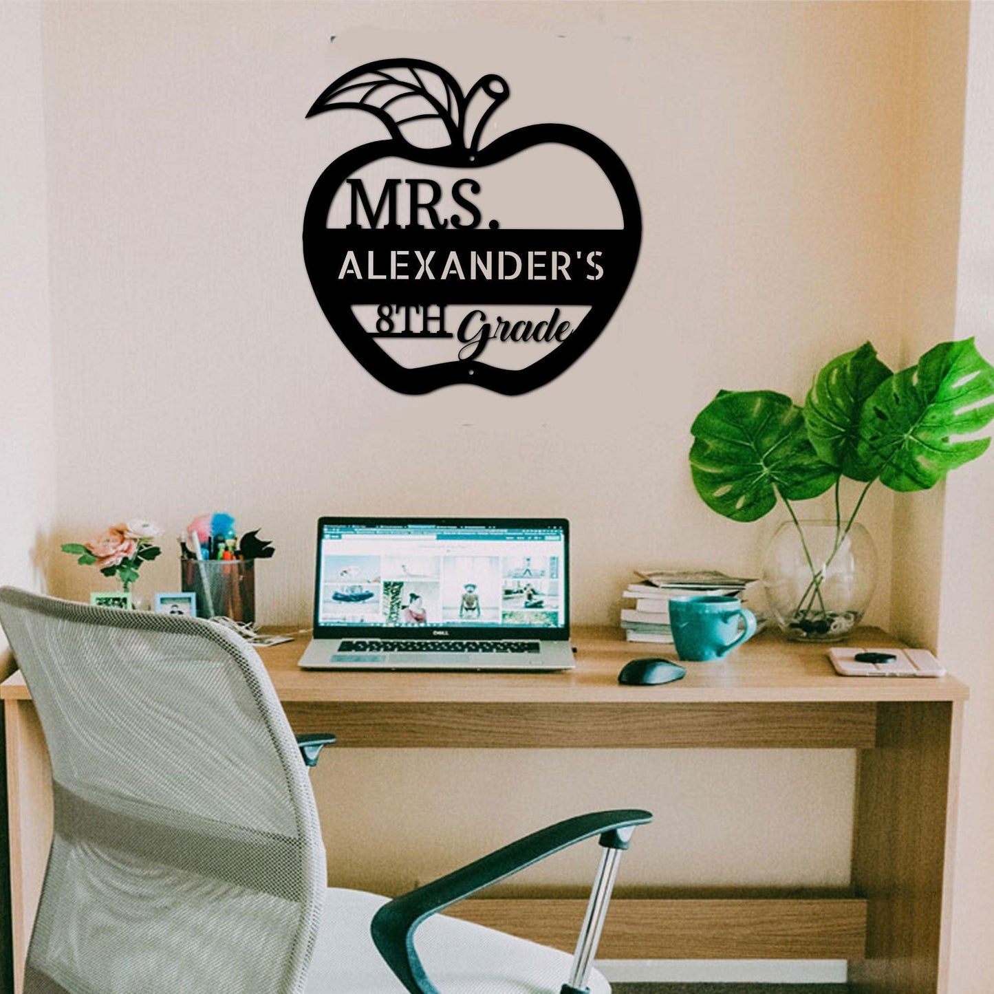 Teacher Appreciation Personalized Monogram Indoor Outdoor Steel Wall Sign - Mallard Moon Gift Shop