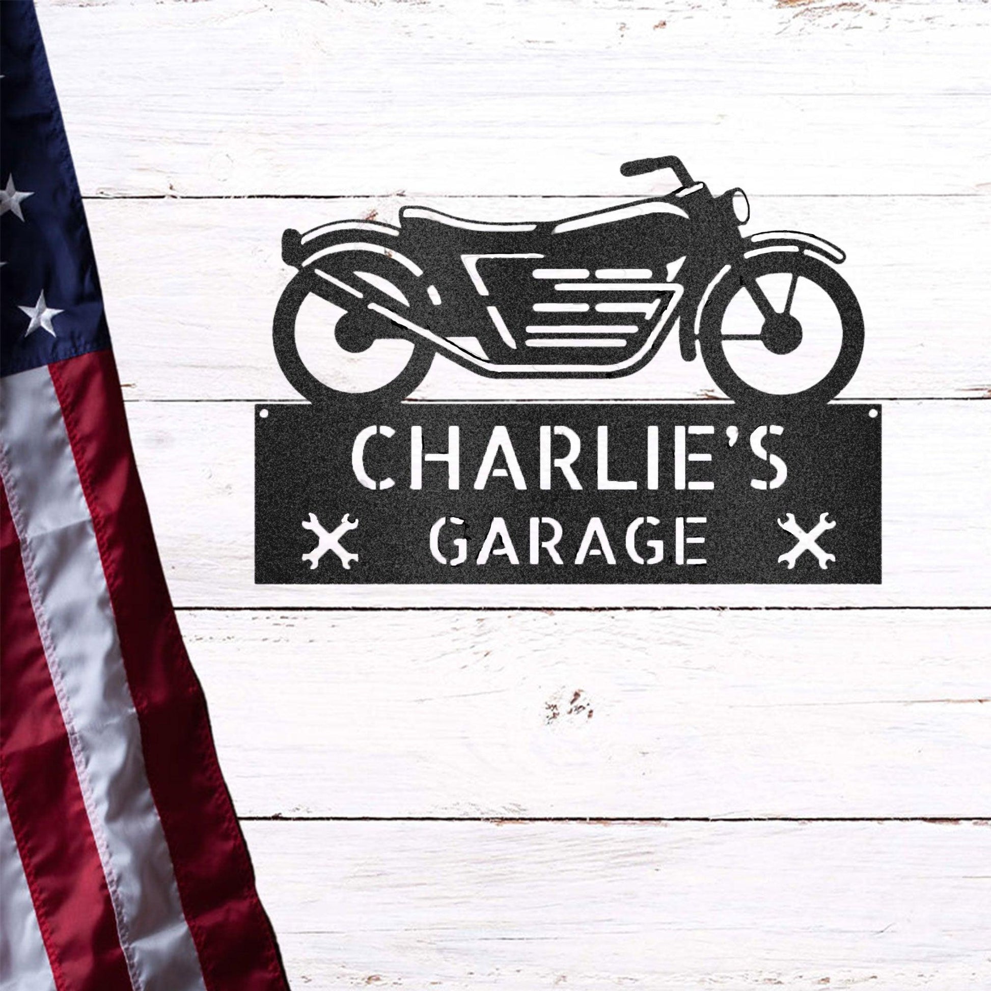 Motorcycle Adventure Custom Name Indoor Outdoor Metal Wall Sign - Mallard Moon Gift Shop