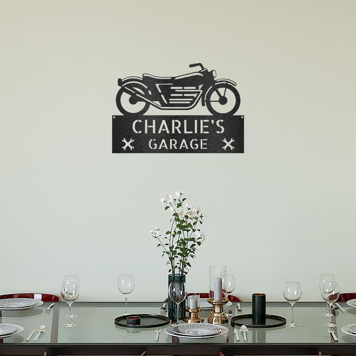 Motorcycle Adventure Custom Name Indoor Outdoor Metal Wall Sign - Mallard Moon Gift Shop