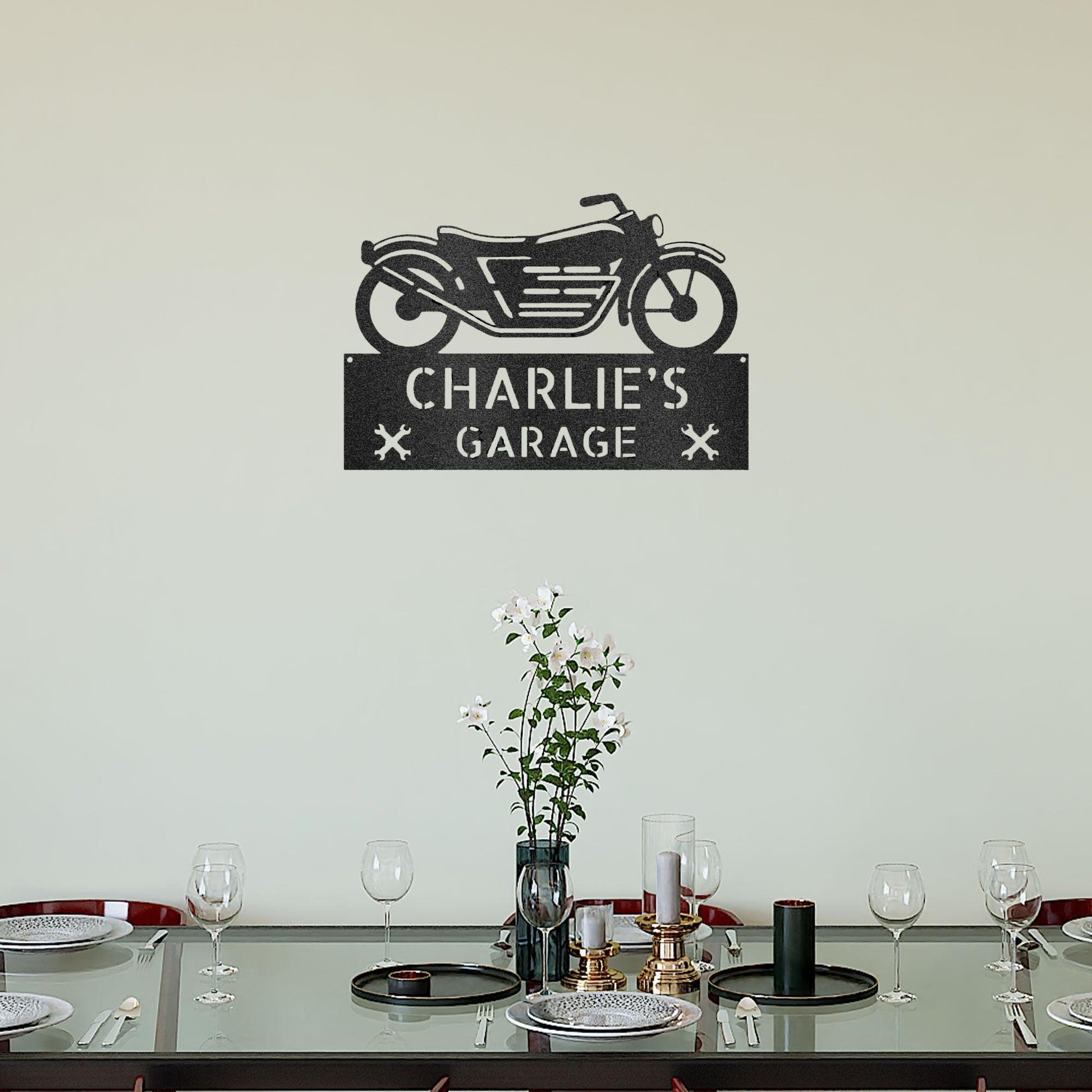 Motorcycle Adventure Custom Name Indoor Outdoor Metal Wall Sign - Mallard Moon Gift Shop