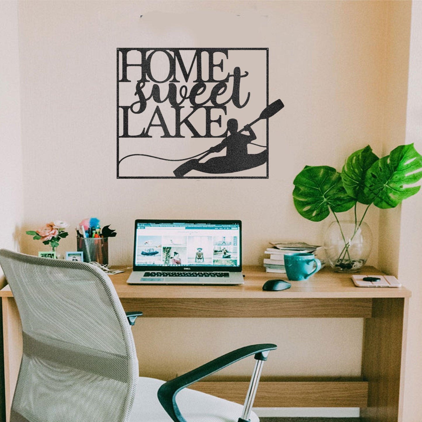 Kayaking Home Sweet Lake Indoor Outdoor Steel Wall Sign - Mallard Moon Gift Shop