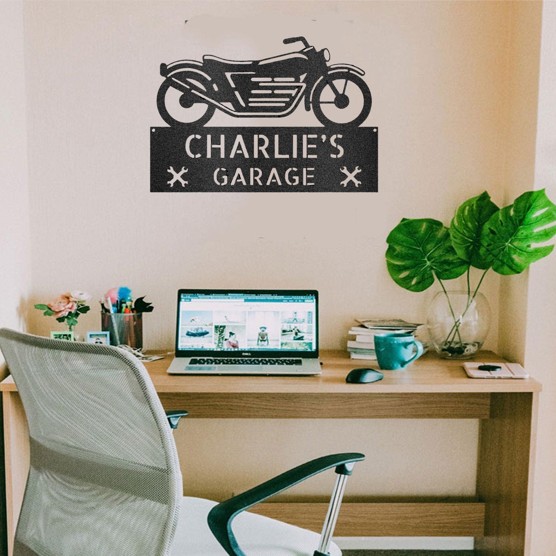 Motorcycle Adventure Custom Name Indoor Outdoor Metal Wall Sign - Mallard Moon Gift Shop