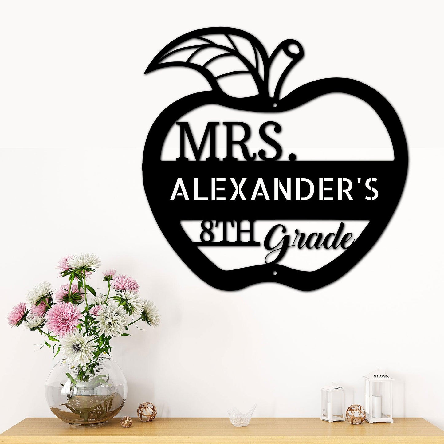 Teacher Appreciation Personalized Monogram Indoor Outdoor Steel Wall Sign - Mallard Moon Gift Shop