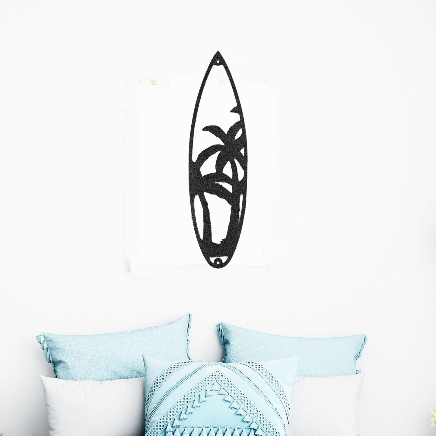 Surfboard Palm Trees Indoor Outdoor Steel Wall Sign Art - Mallard Moon Gift Shop