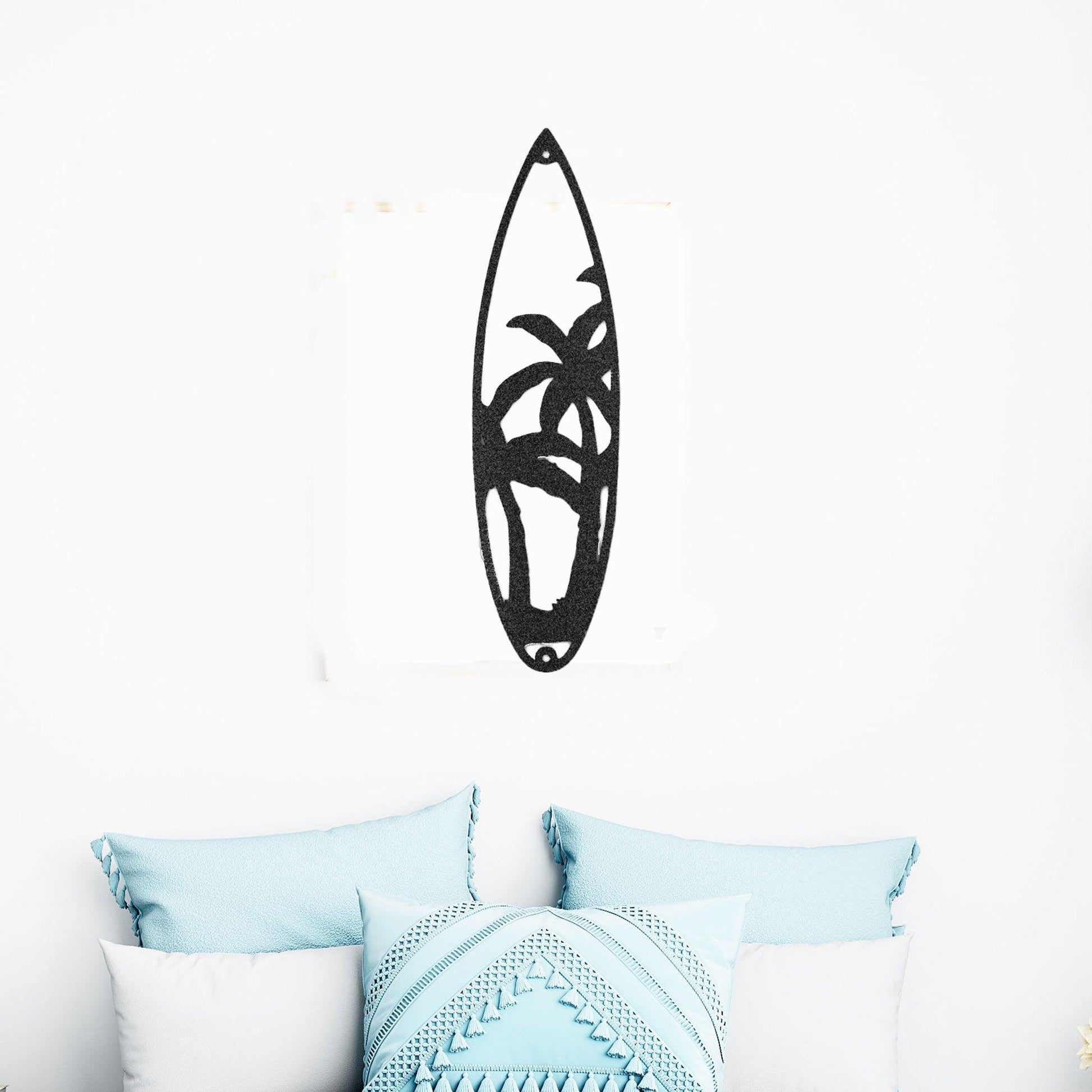 Surfboard Palm Trees Indoor Outdoor Steel Wall Sign Art - Mallard Moon Gift Shop