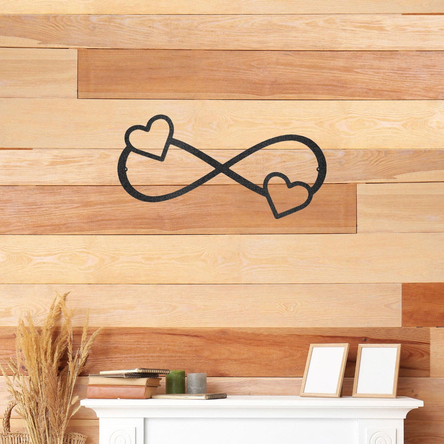 Double Heart Infinity Steel Wall Sign - Mallard Moon Gift Shop
