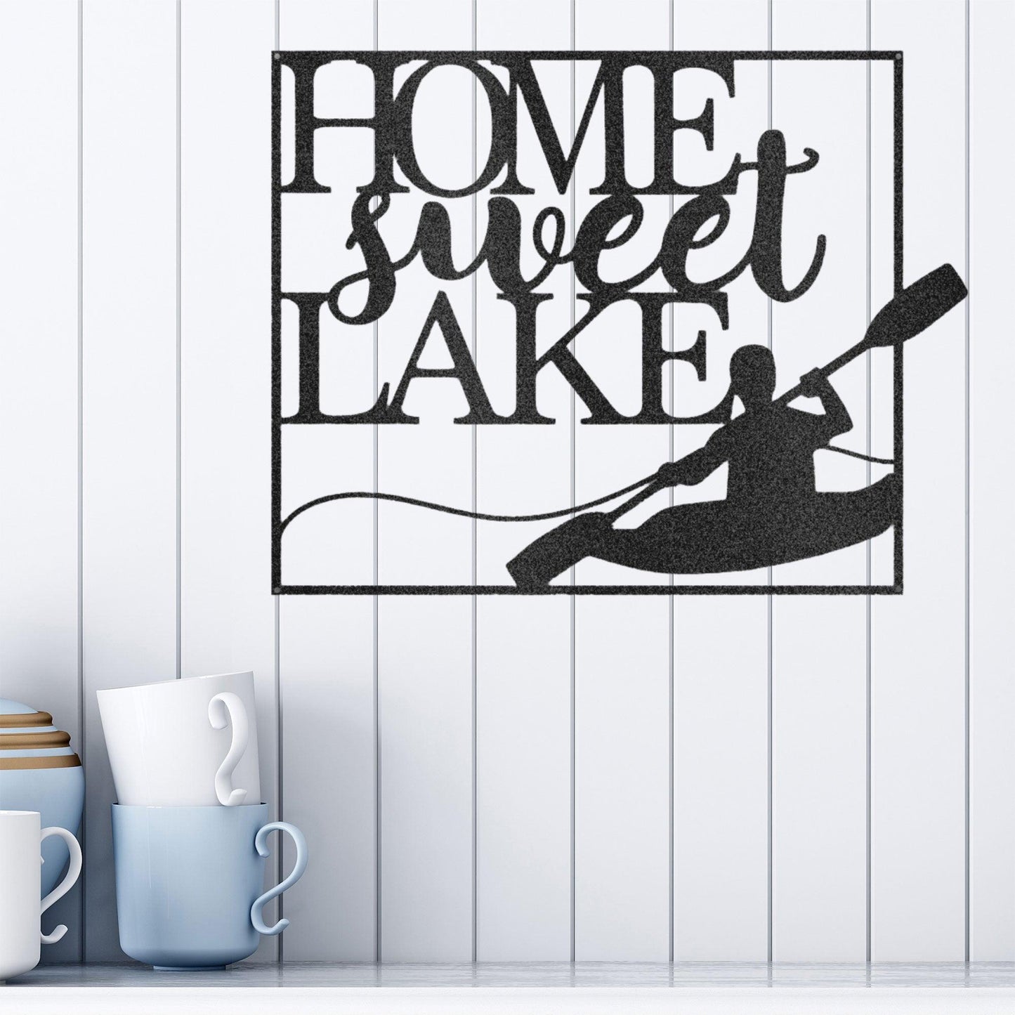 Kayaking Home Sweet Lake Indoor Outdoor Steel Wall Sign - Mallard Moon Gift Shop