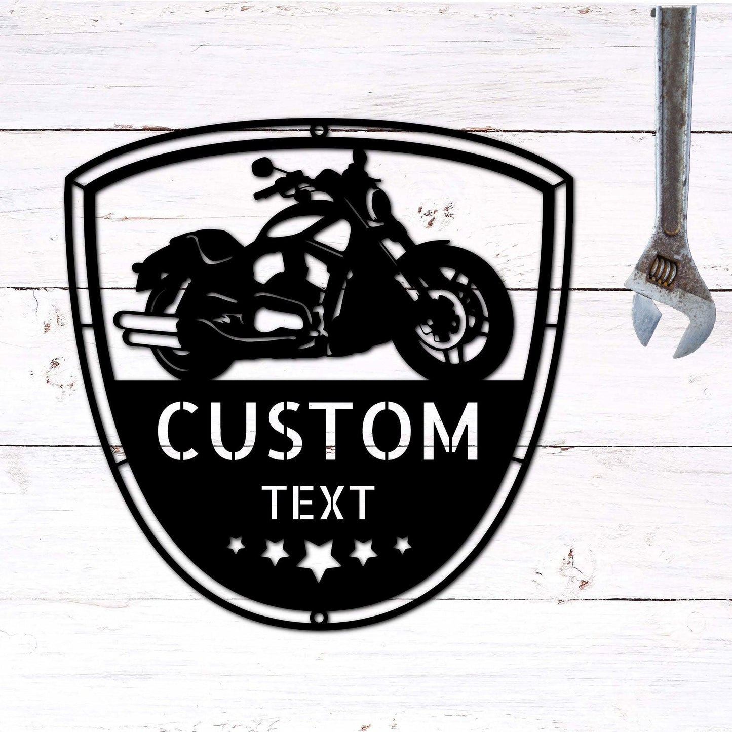 Motorcycle Biker Personalized Name Indoor Outdoor Steel Wall Sign - Mallard Moon Gift Shop