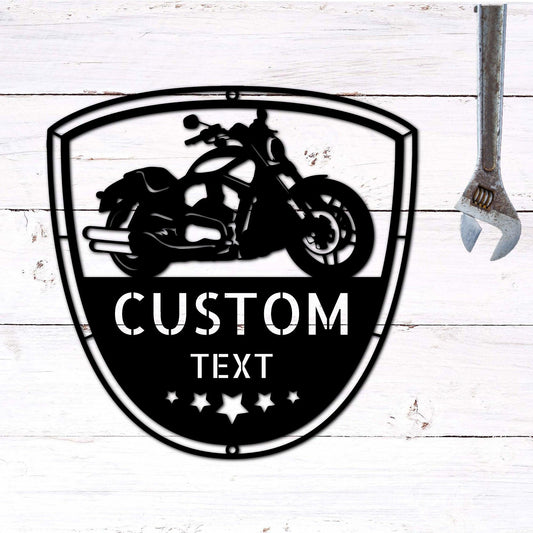 Motorcycle Biker Personalized Name Indoor Outdoor Steel Wall Sign - Mallard Moon Gift Shop
