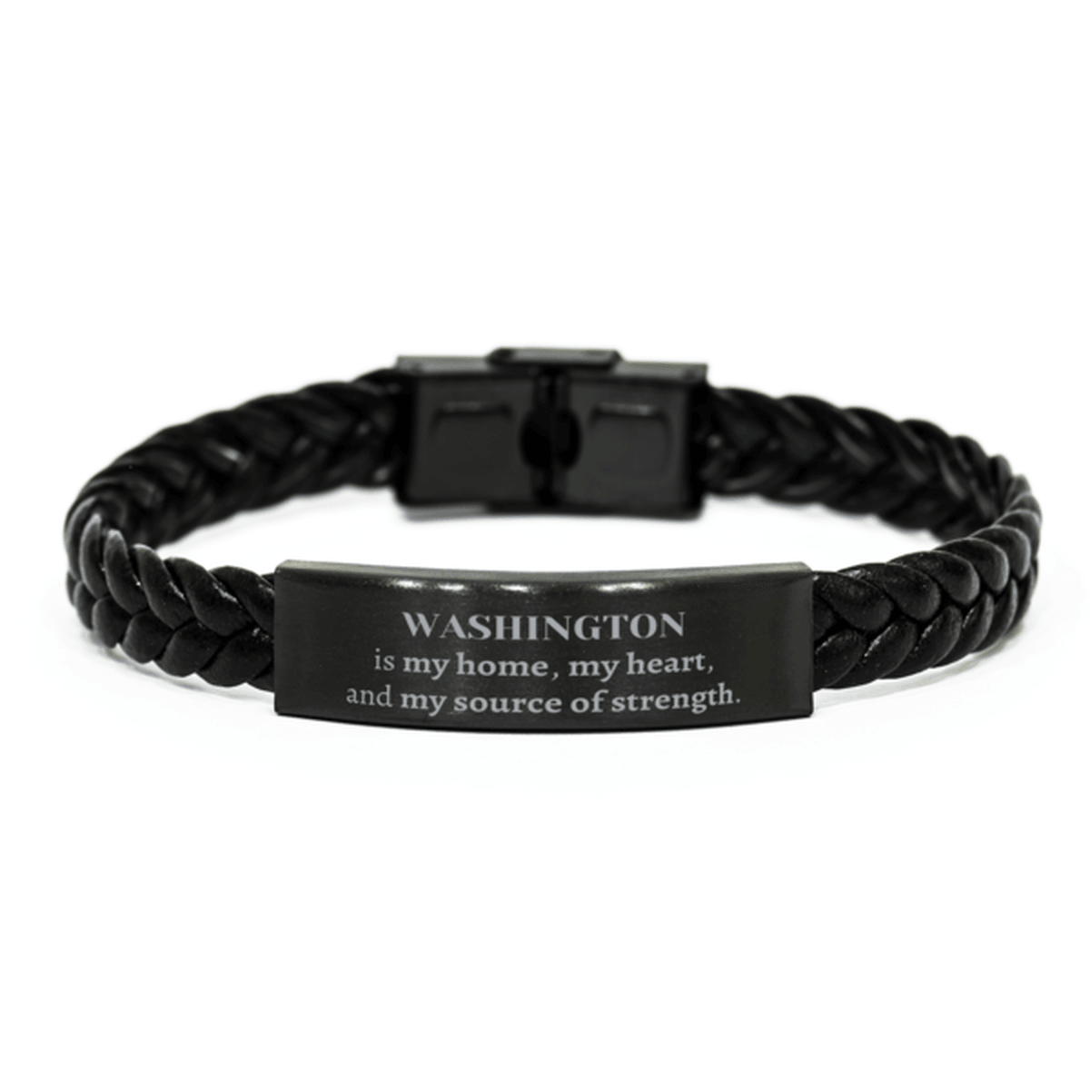Washington is my home Gifts, Lovely Washington Birthday Christmas Braided Leather Bracelet For People from Washington, Men, Women, Friends - Mallard Moon Gift Shop