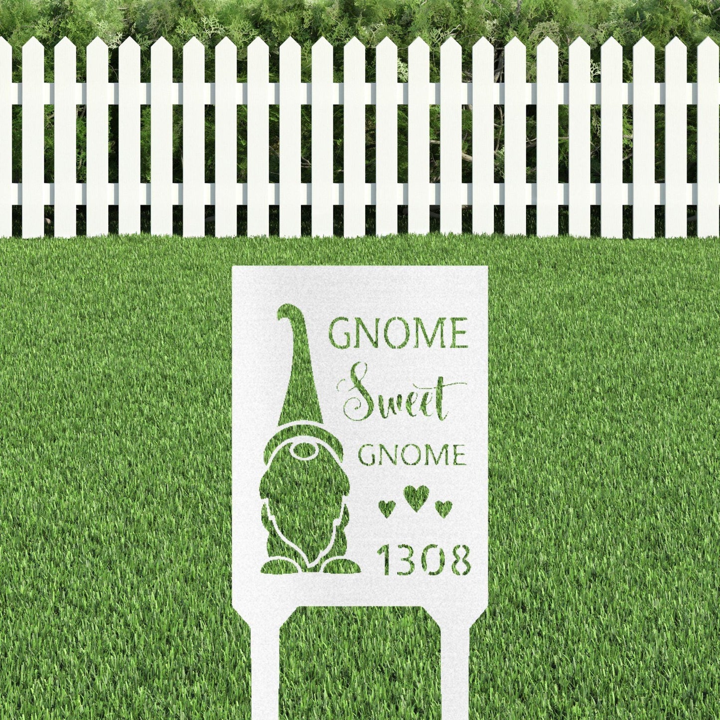 Gnome Sweet Home Custom Address Garden Lawn Steel Stake - Mallard Moon Gift Shop