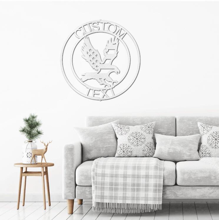 Eagle Personalized Patriotic Metal Art Wall Sign - Mallard Moon Gift Shop