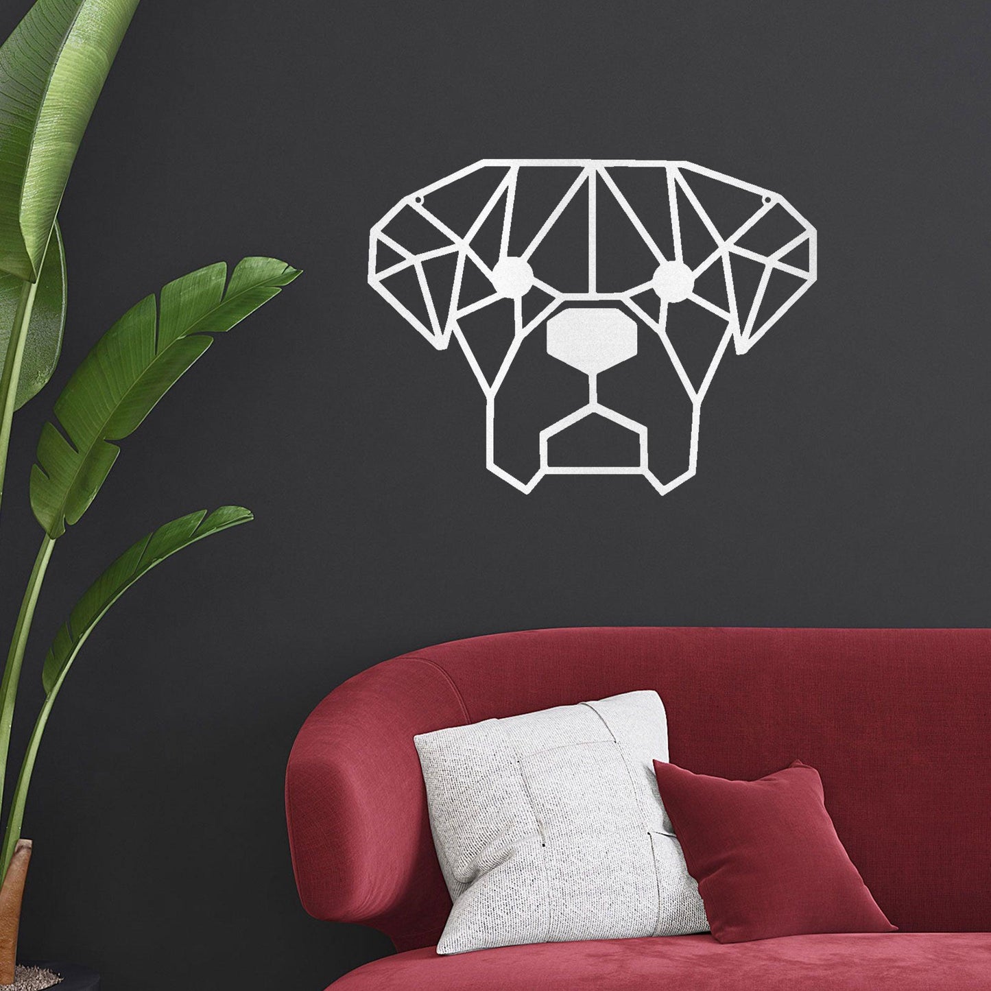Dog Geometric Face Metal Art Wall Sign - Mallard Moon Gift Shop