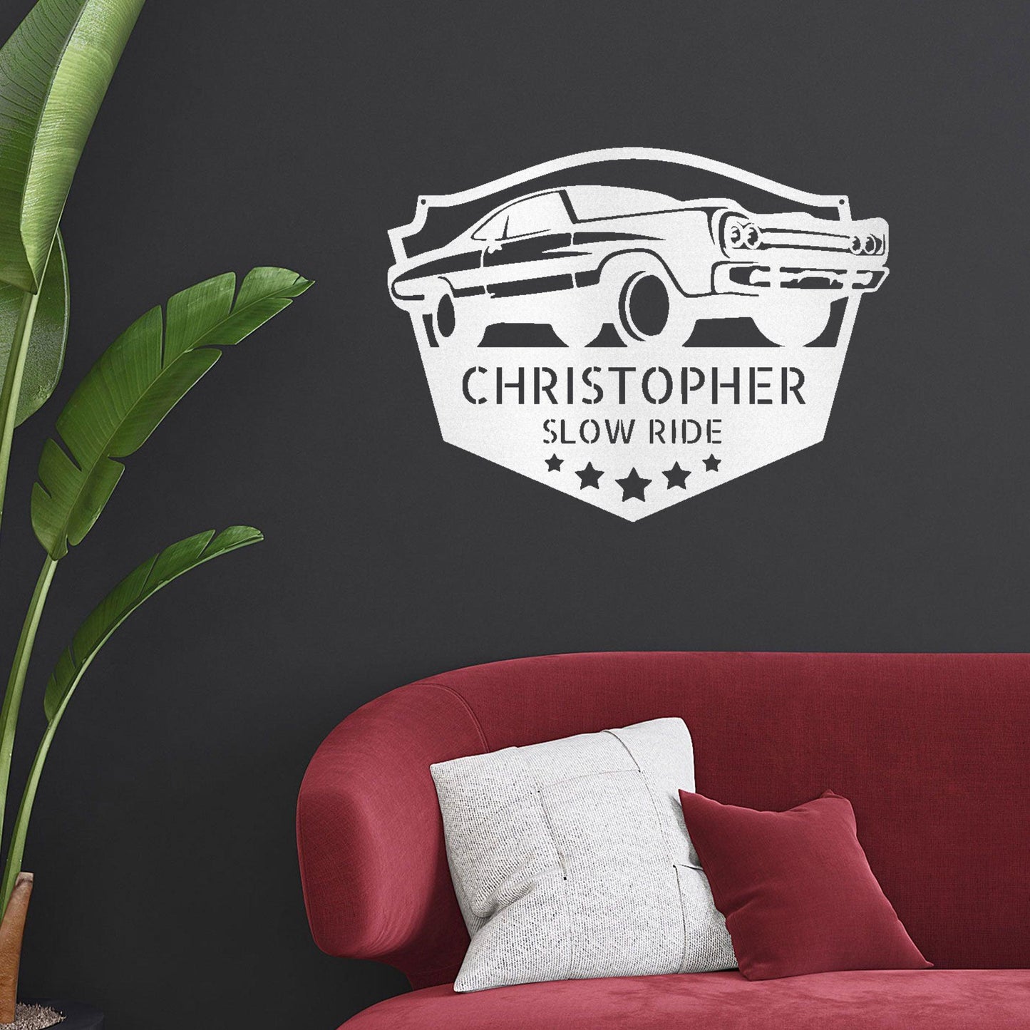 Classic Car Custom Name Indoor Outdoor Steel Wall Sign - Mallard Moon Gift Shop