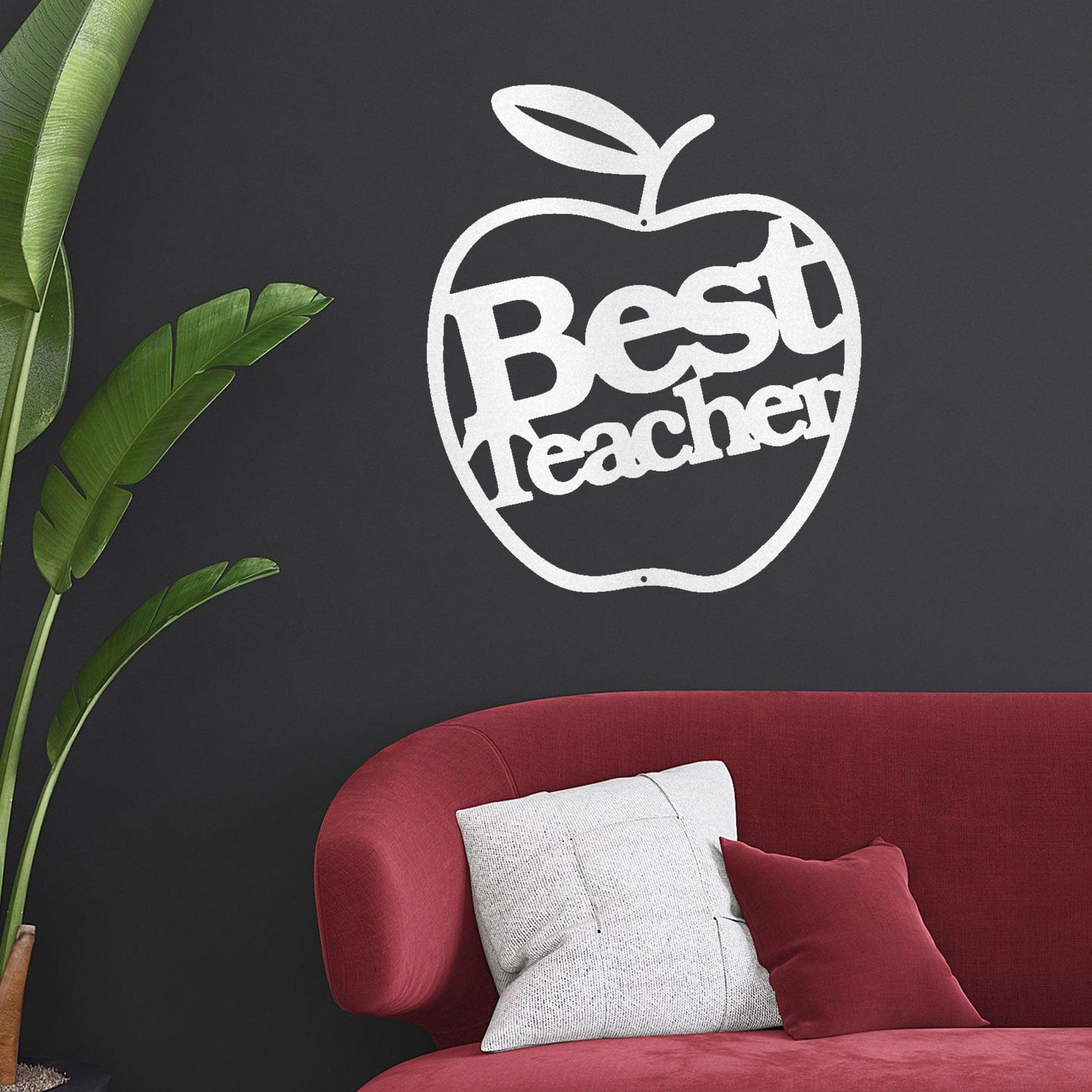 Best Teacher Apple Indoor Outdoor Steel Wall Sign - Mallard Moon Gift Shop