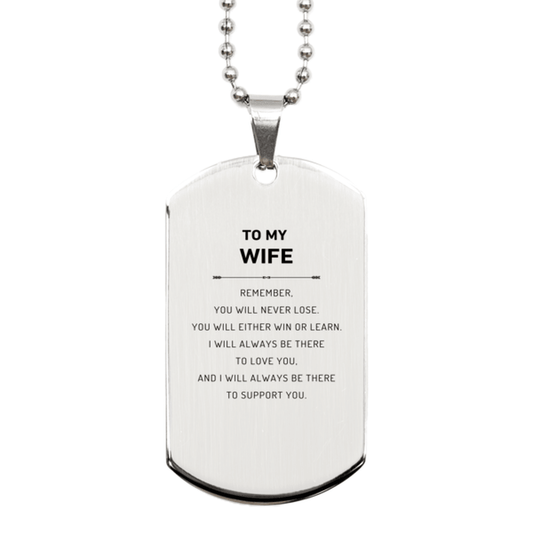 Wife Gifts, To My Wife Remember, you will never lose. You will either WIN or LEARN, Keepsake Silver Dog Tag For Wife Engraved, Birthday Christmas Gifts Ideas For Wife X-mas Gifts - Mallard Moon Gift Shop