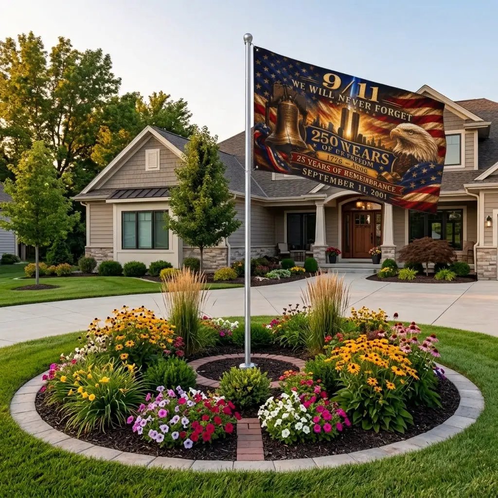 9/11 25th Anniversary Flag, 250 Years of Freedom 1776-2026, Double Sided September 11 Memorial Flag, America 250 Decor