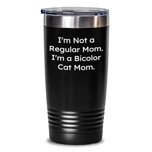 Funny Bicolor Cat Mom Tumbler Gifts from Friends for Birthday, Unique Tumblers for Bicolor Cat Lovers