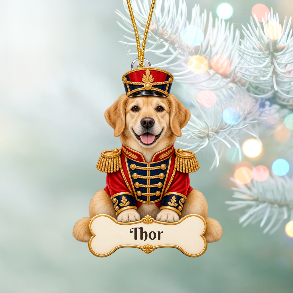 Personalized Nutcracker Dog Christmas Ornament from Photo, Custom Pet Portrait Acrylic Cutout, Nutcracker Soldier Holiday Dog Lover Gift
