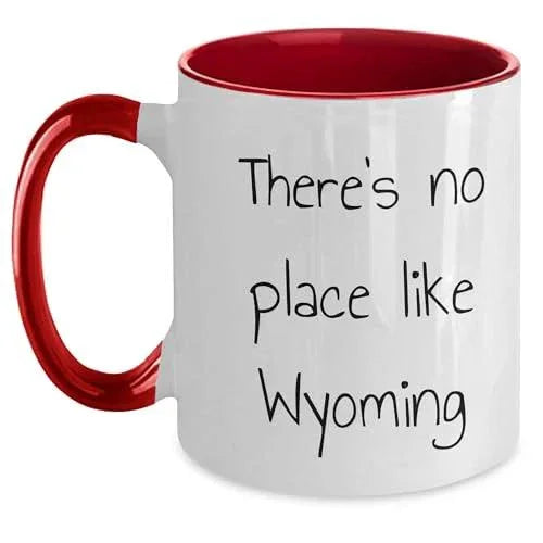 Wyoming Two Tone Coffee Mug with Funny Quote 'There's No Place Like Wyoming' - Unique Gifts
