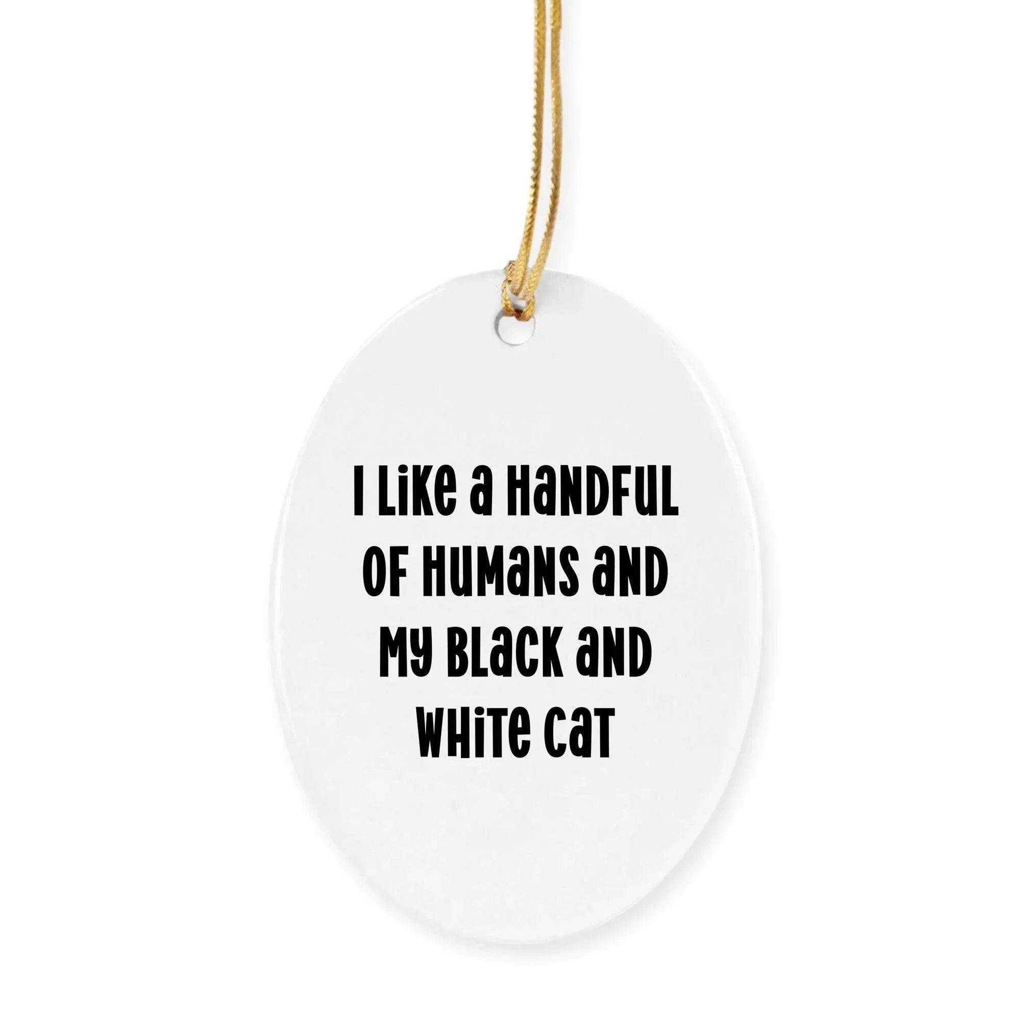 Funny Black and White Cat Christmas Ornaments- I Like A Handful Of Humans And My Black And White Cat