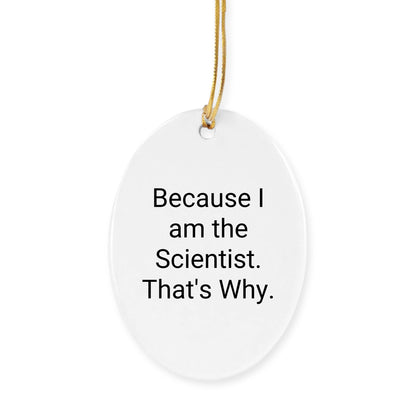 Funny Scientist Circle Ornament Because 'I Am The Scientist. That's Why.' - Christmas Unique
