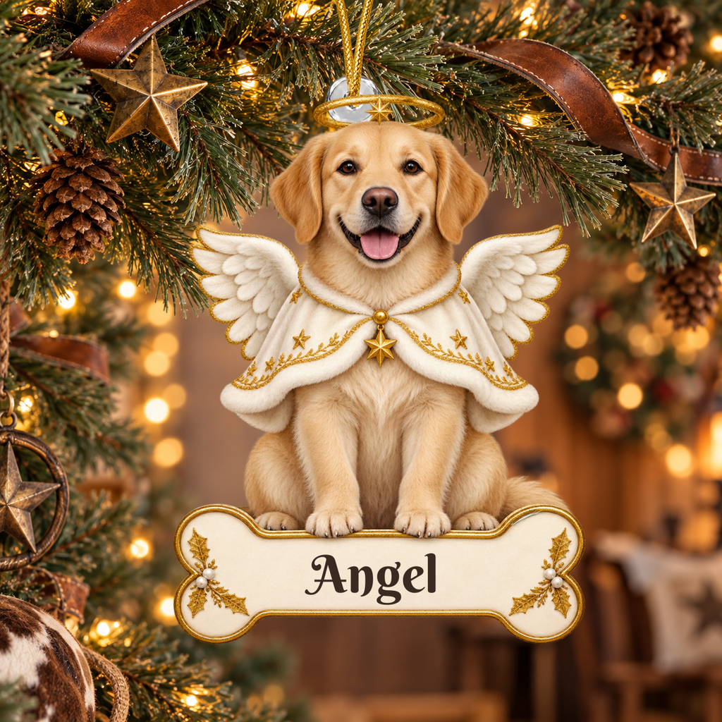 Personalized Angel Dog Christmas Ornament from Photo, Custom Pet Memorial Ornament, Dog Angel Wings Acrylic Cutout, Pet Remembrance Gift
