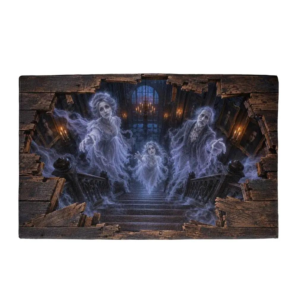 Victorian Ghost 3D Optical Illusion Doormat, Haunted Staircase Floor Mat, Gothic Haunted House Door Mat, Halloween Decor