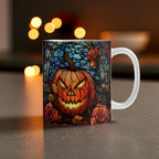 Stained Glass Pumpkin Halloween Mug – Vibrant Jack-O'-Lantern Coffee Cup | Fall Drinkware