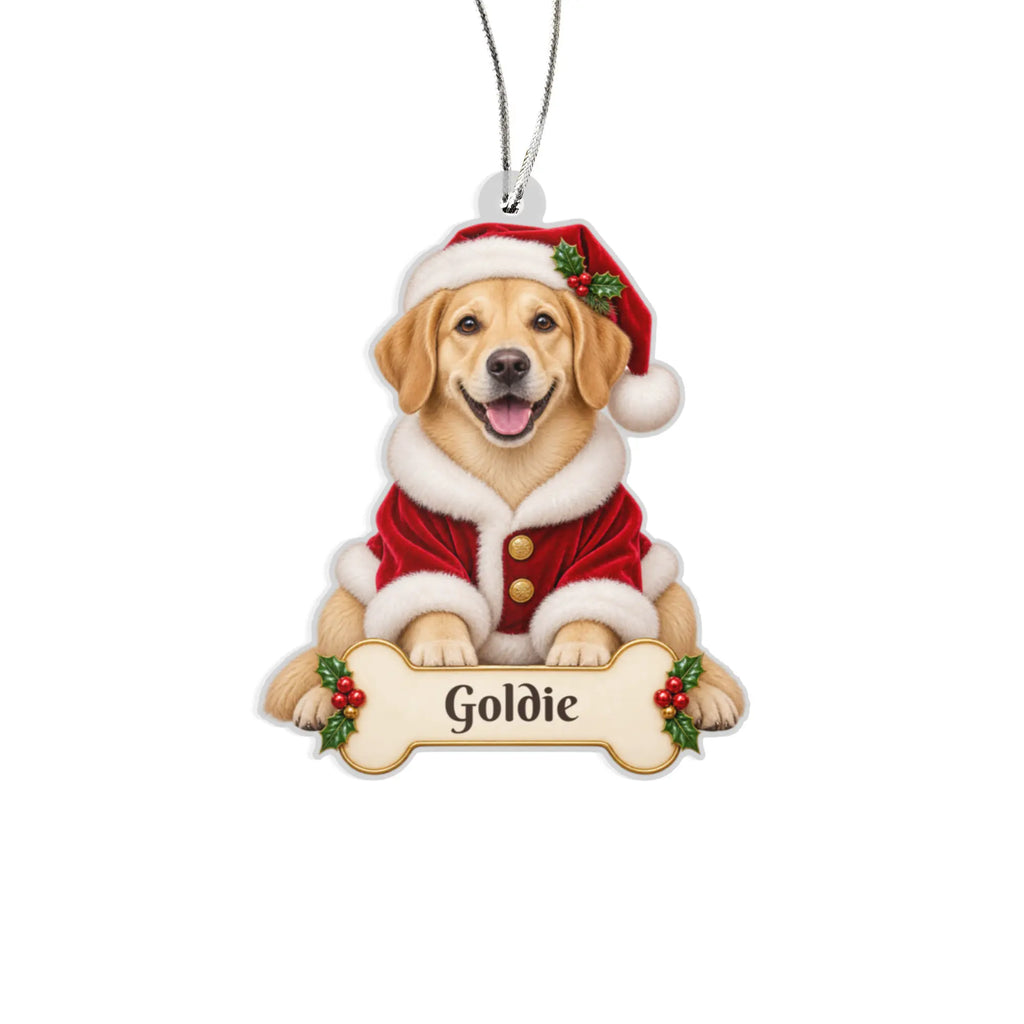 Personalized Santa Dog Christmas Ornament from Photo, Custom Pet Portrait Acrylic Ornament, Dog Lover Gift, Custom Name Keepsake