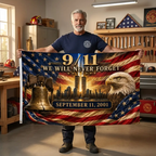 Twin Towers Remembrance Double Sided Flag - 9/11 Flag, We Will Never Forget Flag, September 11 Memorial, Patriot Day Decor