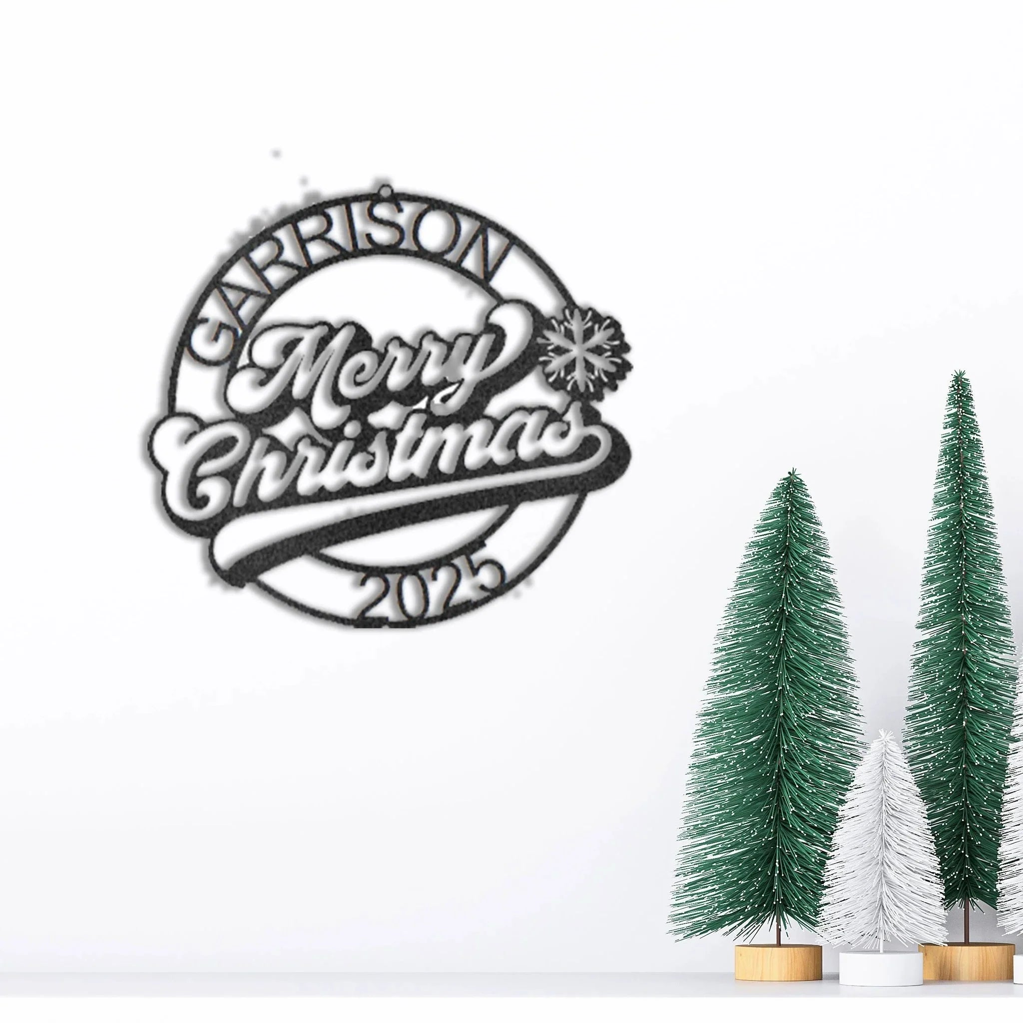 Personalized Merry Christmas Metal Wall Art – Custom Family Name Holiday Sign – Handmade Steel Décor (5 Sizes, 5 Colors)