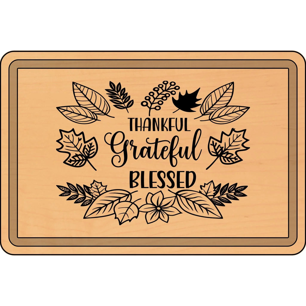 Engraved Wooden Cutting Board, Thankful Grateful Blessed Kitchen Decor, Personalized Gift for Thanksgiving, Wedding, Housewarming