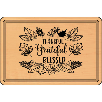 Engraved Wooden Cutting Board, Thankful Grateful Blessed Kitchen Decor, Personalized Gift for Thanksgiving, Wedding, Housewarming