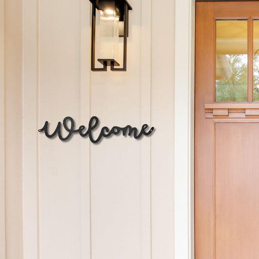 Welcome Script Indoor Outdoor Steel Wall Sign - Mallard Moon Gift Shop